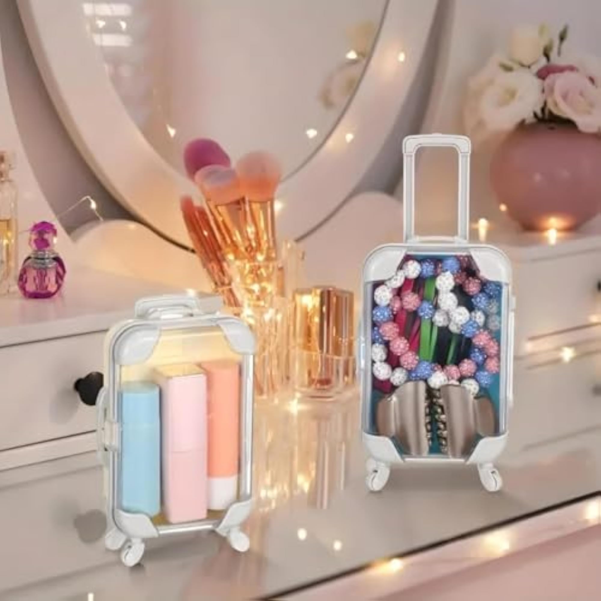 Cute Mini Trolley Suitcase for Eyelashes Storage, Makeup Organizer
