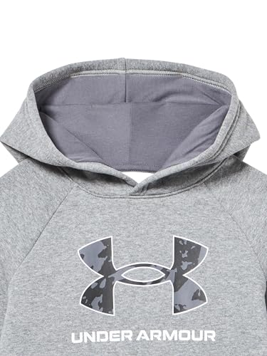 Under Armour Boys' Rival Fleece Big Logo Print Fill Hoodie, (026) Castlerock Light Heather / / White, Small2