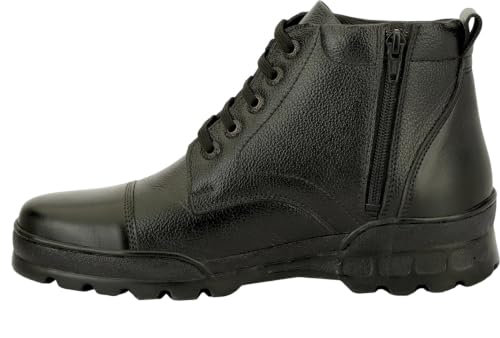 Image of Military Forces Commercial Tactical Zip Boots for Men | High Ankle Hiking & Trekking Shoes | Lace Up Utility Footwear with Side Zip | Outdoor Training Walking Adventure Boots