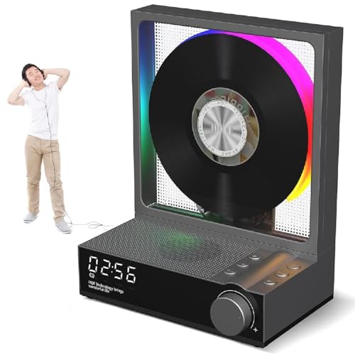 HPMCVE Reproductor de CD portátil, Altavoz HiFi Bluetooth 5.3, Control Remoto, luz Nocturna RGB, Temporizador de Apagado automático y Bluetooth bidireccional, Carcasa Transparente a Prueba de Polvo