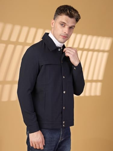 Image of CHKOKKO Men's Fleece Solid Winter Wear Regular Fit Standard Length Jacket