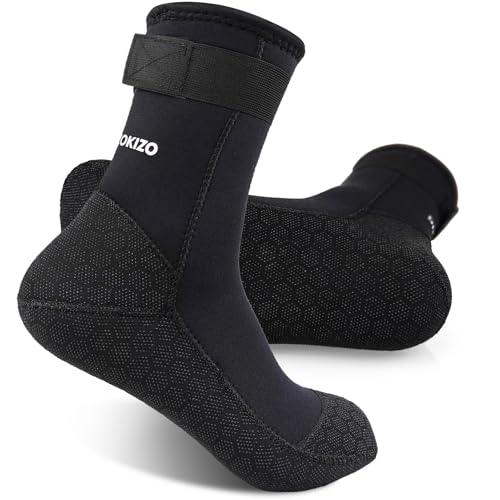 PAWHITS Neopren-Tauchsocken 3mm Tauchsocken mit verstellbarem Gurt thermische Anti-Rutsch-Wassersocken für Scuba Schnorcheln Surfen Kajakfahren (M)