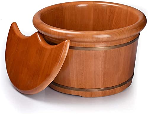 Tina de baño de pies de madera de roble con tapa miniatura 5