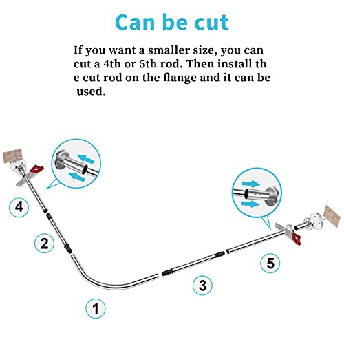 Misounda L Shaped Curved Shower Curtain Rods, 27.56-39.37×43.3-67 Inch Stainless Steel Extendable Corner Shower Rails With 24 Curtain Rings,For Bathroom Bathtub Clothing Store Cloakrooms-Black #TOP5