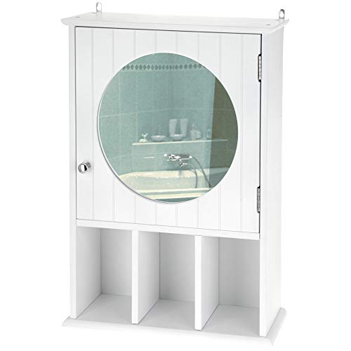 White Wall Mounted Bathroom Cabinet With Mirror
