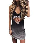 MUPAOLO Summer Beach Vacation Dresses for Women Cute Conconut Tree Print Mini Dress Sexy V Neck S...