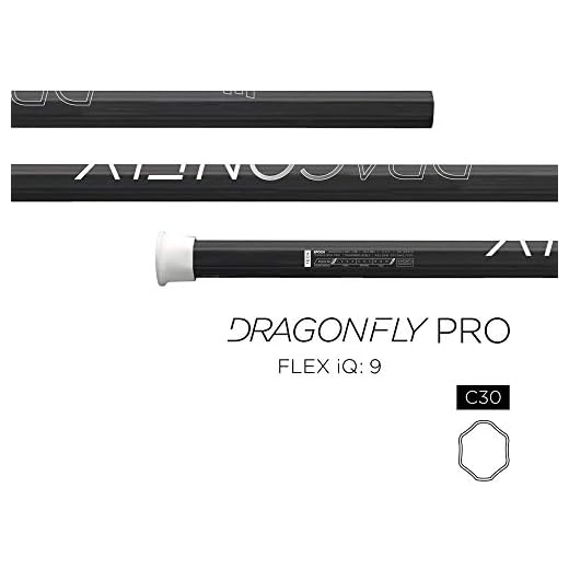 Epoch Dragonfly Pro Lacrosse Shaft for Attack/Midfield, 30", Soft-Flex iQ9, C30, Carbon Black