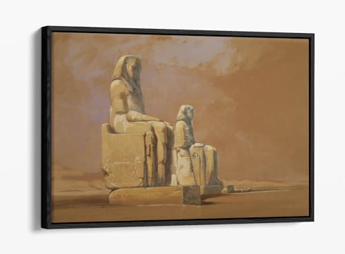 Impression sur toile Colossi Thèbes Egypte de David Roberts avec cadre noir 76x51 cm