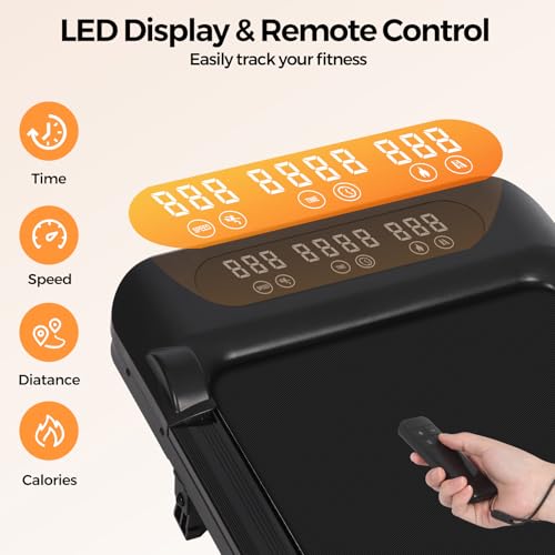 Chiidou Treadmill Running Machine, Foldable Walking Pad with Handle, Folding Low Noise Under Desk Treadmill Foldaway for Heavy People Home Office Use (Black) - Image 4