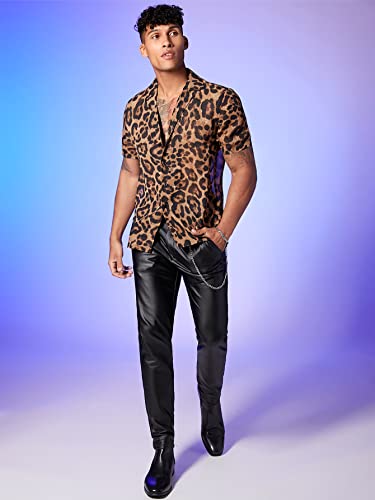 OYOANGLE Men's Paisley Graphic Sheer Mesh Short Sleeve Round Neck Blouse Top4