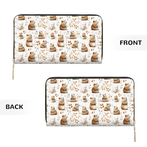 Cute Capybara Q Print Wallet Women Men, Long PU Leather Wallets for Women, Cute Womens Travel Wallet Purse Pouch with Zipper Pocket2