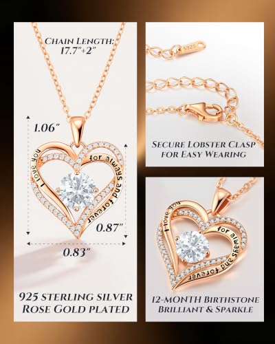 Image of CDE S925 Birthstone Heart Pendant Necklaces Jewelry Gifts for Wife