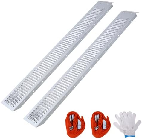 66" L Loading Ramps, 960lbs Capacity Loading Ramps for Pickup Trucks, Steel Motorcycle Ramp, Dirt Bike Ramp for Truck, Lawn Mower, Snowblower, ATV, Quad, Pack of 2,with 2pcs tie Straps,1pair Gloves