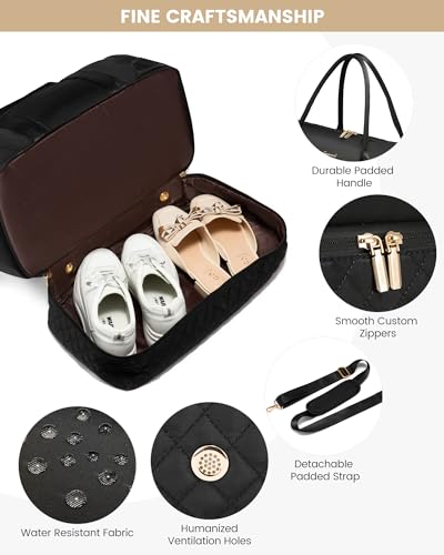 Foto de LOVEVOOK Bolsa de fin de semana para mujer, bolsa de lona de viaje, bolsa de mano para la noche, bolsa de lona para gimnasio y yoga, Negro -, Viajes (imagen 5)