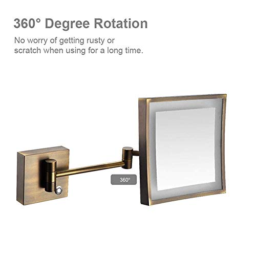 Miroir de maquillage mural grossissement 3X éclairé LED 8 pouces avec bras extensible 4,3 rotatif - 3