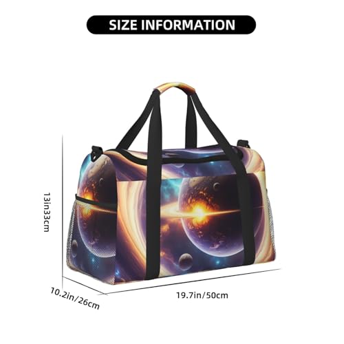 Space Planet Print Travel Duffle Bag - Foldable Personal Item Travel Bag for Women & Men,Carry-On Convertible Crossbody Tote Bags with Adjustable Shoulder Strap & Pockets 13x10.2x19.7 in4