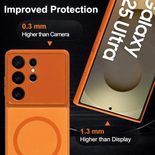 Image of SHINESTAR Luxury Matte Glass Magnetic Phone Case for Samsung Galaxy S25 Ultra 5G | Wireless Charging Support | Camera Lens Protection | Shockproof Slim Protective Back Cover | Orange