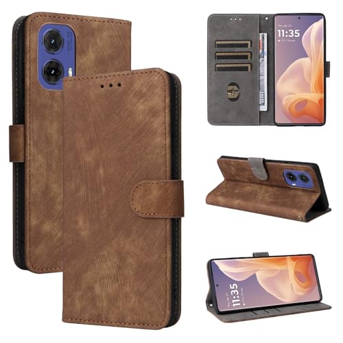 Étui en cuir marron pour Motorola G86 Power avec fentes cartes