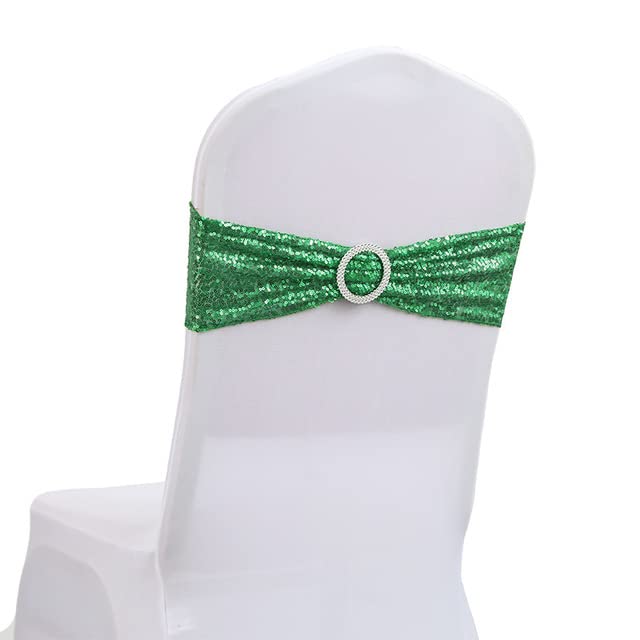 ERRVA 10 pezzi/50 pezzi oro argento scintillante sedia da sposa nodo nastro decorazione telai per banchetti paese cinghie di copertura decorazioni per la casa-verde menta, 10 pezzi