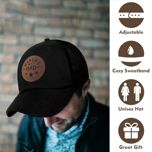 Image of Worlds Best Dad Ever Trucker Hat Fathers Day Birthday Gifts for Father Dad Papa Daddy from Daughter Son Baseball Cap
