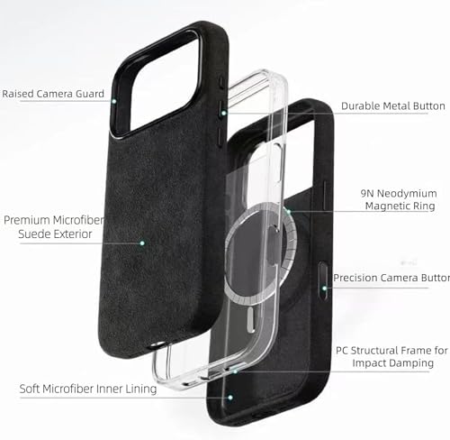Coque Magnétique iPhone 17 Pro Max Boutons Métalliques Noire - 6