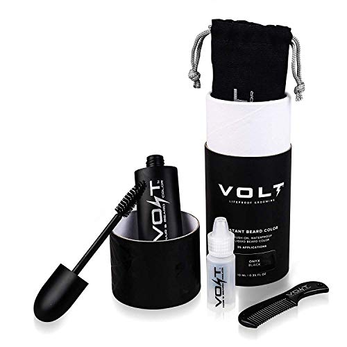 VOLT Grooming Instant Beard Color - Waterproof Quick Drying Brush on Color for Beards and Mustaches, Onyx (Black)