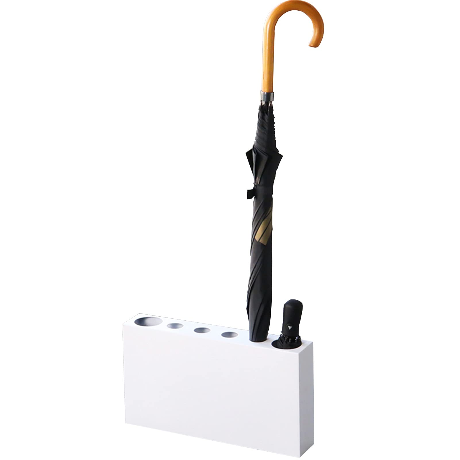Porte-parapluie blanc en fer avec bac d'égouttement amovible