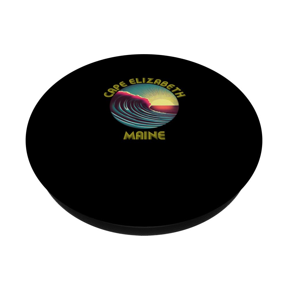 Retro Vintage Cape Elizabeth Clothing - Cape Elizabeth PopSockets Swappable PopGrip, Black - Image 2