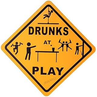 Caution Drunks at Play Crossing Sign Metal Tin Sign 12x12 Inch