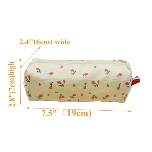 Image of Lopenel 2 PCS Cute Pencil Case Floral Pencil Pouch Bag Floral Pen Holder Storage Cosmetic Makeup Bag for Women At Home (2 Soft Cotton)