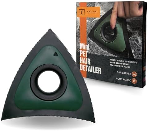 Mini Pet Hair Detailer for Car & Furniture- Pet Hair Remover for Car Interior & Auto Detailing- Triangle Cat and Dog Hair Removal Brush- Washable Fur Removal Tool for Couch, Furniture,Carpet