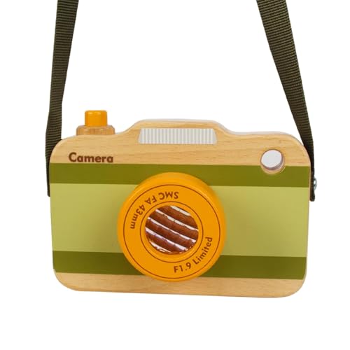 Hölzerne Mini Pretend Kamera Spielzeug für Kleinkinder 1 2 3 Jahre alt, Hals hängen fotografiert Requisiten für Jungen Mädchen Kinder Kinder