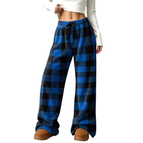 Women's Pajama Pants Wide Leg Relaxed Checkered Flannel Baggy Work Pant - image 5