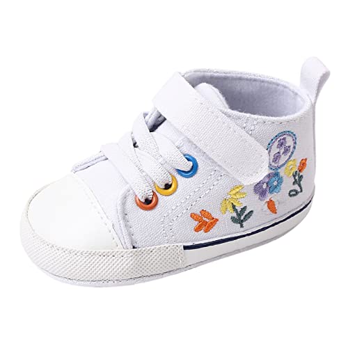 Canvas Shoes Baby Infant Infant Shoes Newborn Baby Shoes Non Slip Girls Slip on Wide Shoes (White, 4 Infant)