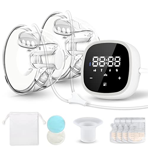 Image of Evohom Double Wearable Breast Pump Hands Free - 5 Modes & 9 Levels Quiet Portable Breastfeeding Milk Dual Extractor,24mm/27mm Flange USB Charge On The Go, White Black Pump, 1.0 Count, (Pack of 1)