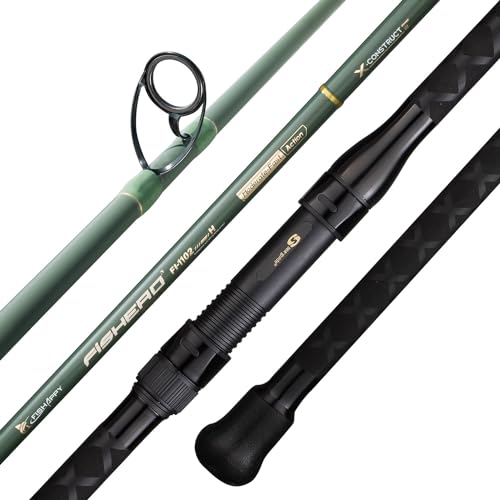 FISHAPPY Carbon Fiber Surf Rod Saltwater Surf Spinning Fishing Rod with Seaguide Reel Seat (11' - 2 Piece)