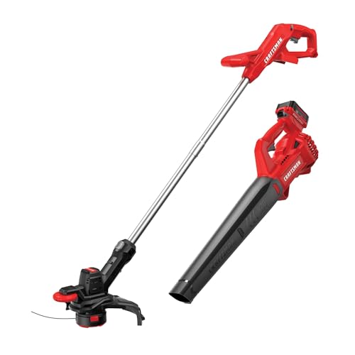 CRAFTSMAN V20 Cordless String Trimmer/Edger and Leaf Blower Combo with 4.0 Ah Battery and Charger, Wide Cut Weedwacker, 90 MPH Blower, Lightweight (CMCK279M1)