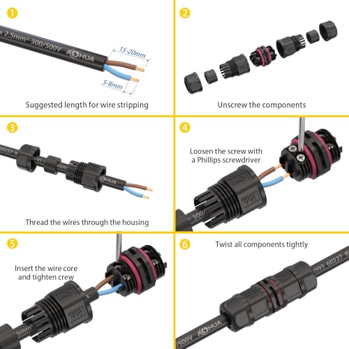 Boite de jonction électrique IP68 étanche 500V 20A pour câble extérieur - 6