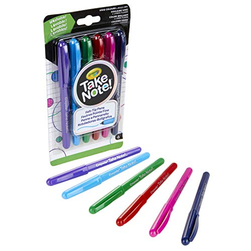 Crayola Take Note! Ultra-Fine Washable Felt-Tip Marker Pen, 6 Per Pack, 3 Packs #TOP1