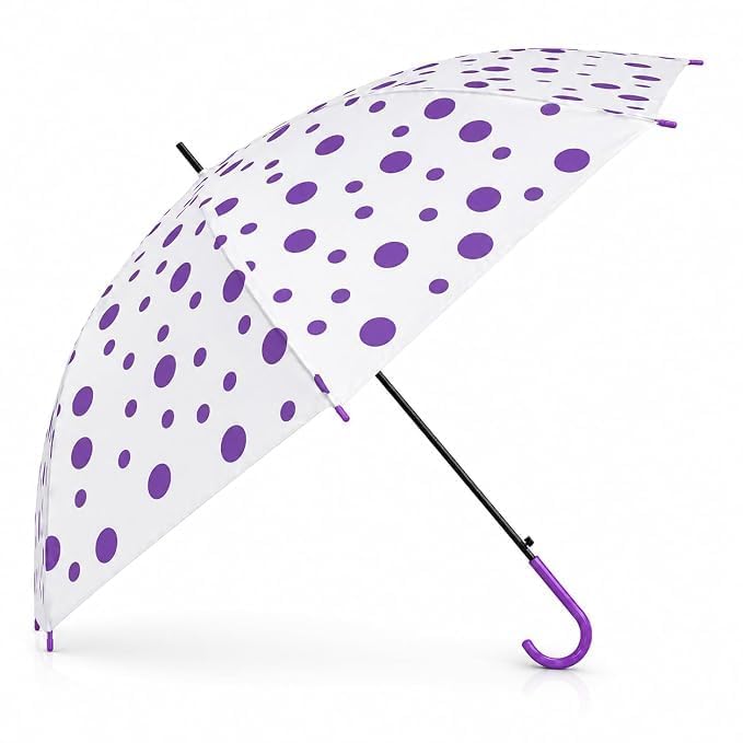 Polka Dot Printed Umbrella for Kids & Adults | Wind Resistant Rain & Sun Protection Dotted Umbrella for School, College, Office & Travel-image-6
