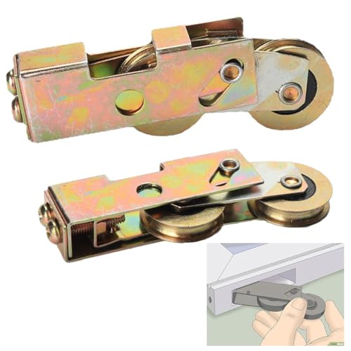 2 Pack Sliding Patio Door 1-1/4 Inch Tandem Roller Assembly, Steel Ball Wheel Bearing Rear Adjustable Sliding Door Wheel Replacement for Sliding Glass Door Screen Door Gate Window - 4 Srews Included