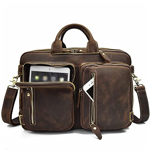 European and American Men's Briefcase Multifunctional Handbag Leather Shoulder Bag to Work Computer Bag3