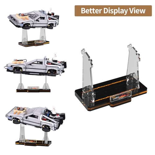 Acrylic Display Stand for (Back to The Future Time Machine Lego 10300) Car Building Block Model, Customised Collection Clear Display Riser Holder