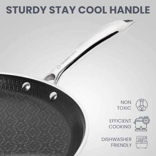 Image of Mitrix Plus 304 Food Grade Triply Stainless Steel Dosa Tawa with Ceramic Coating, Stay Cool Handle, Triply Dosa Tawa, Roti, Parantha Tawa, Non Toxic, 1 Year Warranty, 25cm