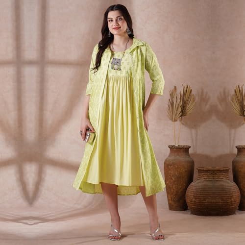 Image of Globus Women Ethnic Dress (GS573582 Green S)