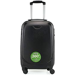Maletas Muy Pequeñas Maleta PEQUEÑA 4 Ruedas 360º Equipaje DE Mano Cabina RIGIDA (Negro)
