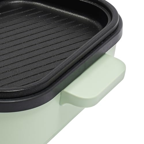 2 in 1 Elektrisch Bratpfanne | 1300W Antihaftbeschichtet Hot Pot und Grillbereich | Mehrzweck Kochtopf Bratpfanne (0.2L) und ein Kochtopf (1L) | Elektrogrill Grillpfanne für 1-3 Personen – Bild 5