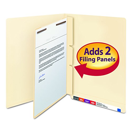 Smead 68027 Manila Self-Adhesive End/Top Tab Folder Dividers, 2-Sections, Letter (Box of 100)