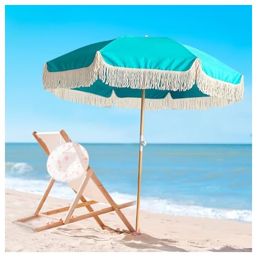 Xzomystify Blue Beach Umbrella with Fringe