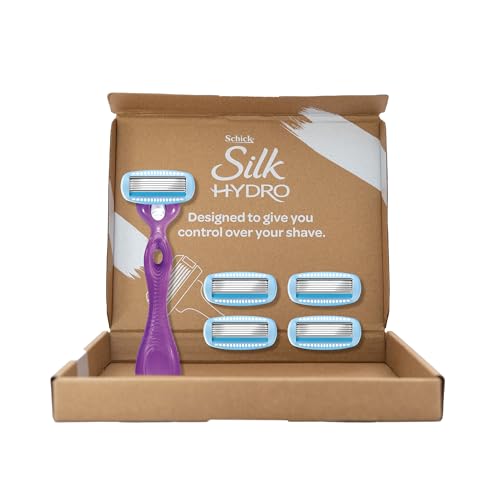 Schick - Silk Hydro Moisture Care Kit +5 [Amazon Exclusive] | Razor Handle with 5 Refills | Moisture Care | 5 Blade Razor | Shea Butter | Curve Sensing Blades | Close Shave | Smooth Glide​